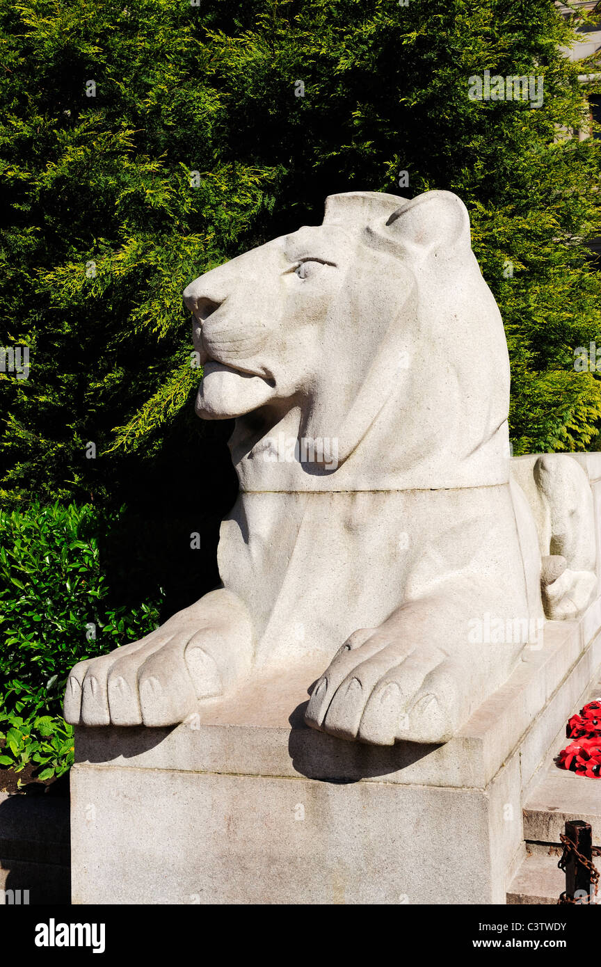 Sculptured lion at the Cenotaph in Square, Glasgow, Scotland