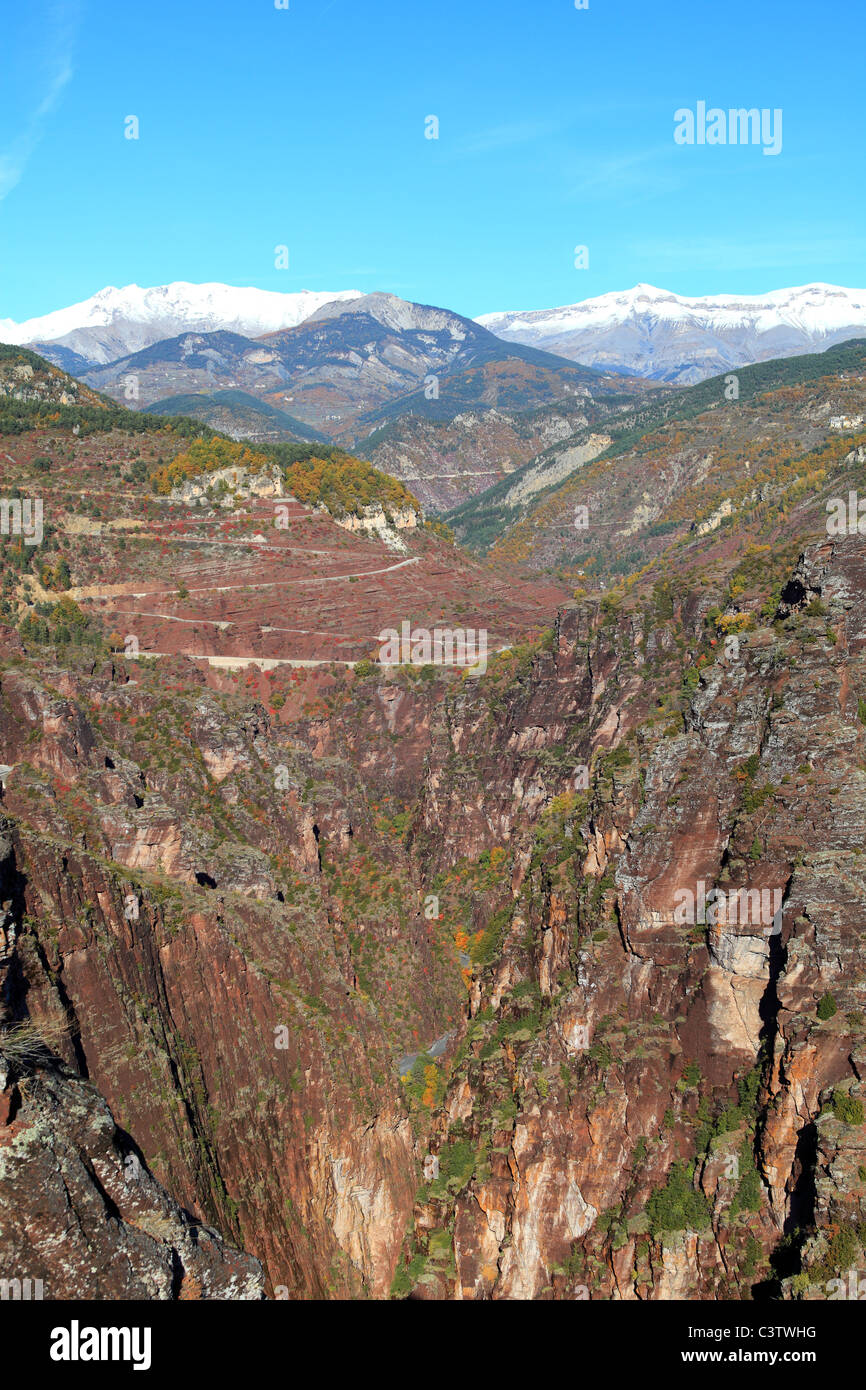 The impressive red colored Gorges de Daluis in northern Alpes-Maritimes ...