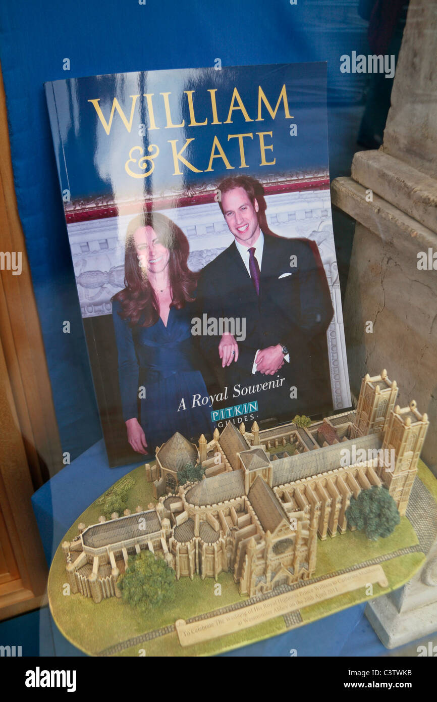 Souvenir book in the Westminster Abbey book shop celebrating the Royal Wedding of Prince William & Kate Middleton, 29th Apr '11. Stock Photo
