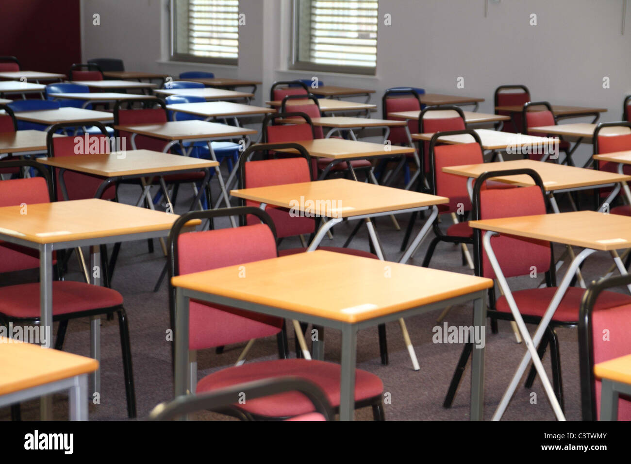 College/School exam tables Stock Photo Alamy