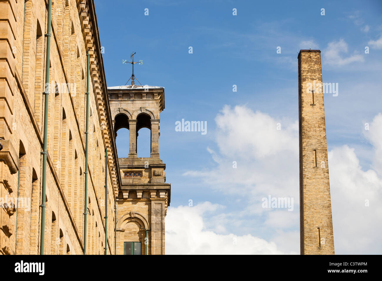 The chimney at Salts mill in Saltaire, Yorkshire, UK. Stock Photo