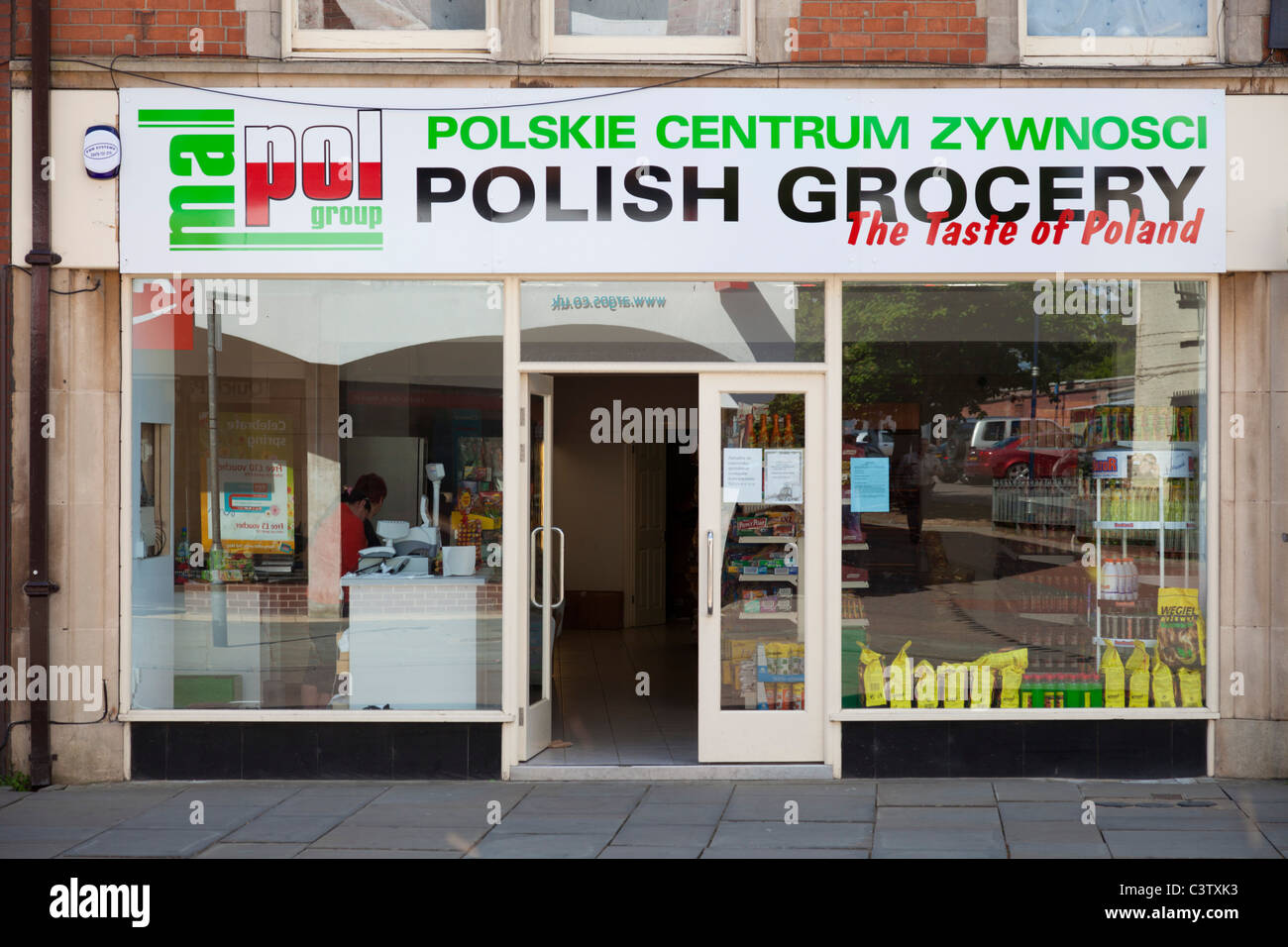 Polish grocery shop Melton Mowbray town centre Leicestershire England GB UK EU Europe Stock Photo