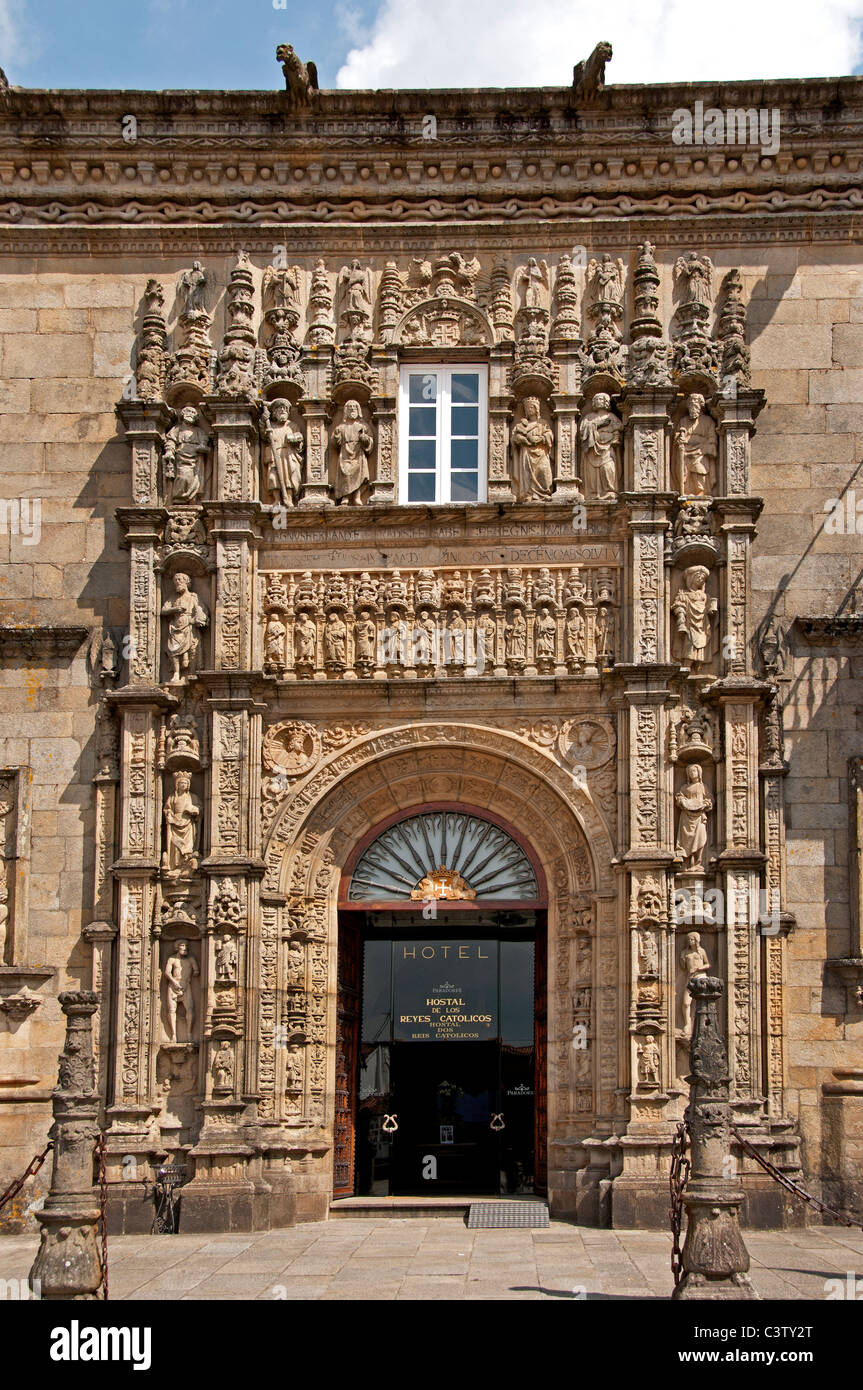 Hotel Parador De Los Reis Catolicos Santiago De Compostela Left Of The Cathedral Spain Stock Photo Alamy