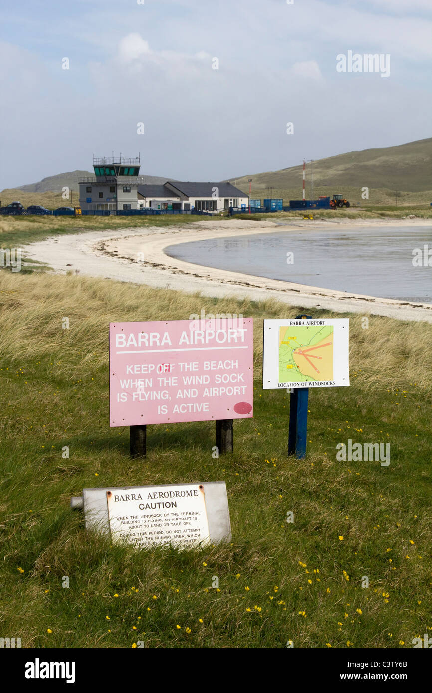 traigh mhor barra airport cockle strand landing strip isle of barra outer hebrides western isles scotland Stock Photo