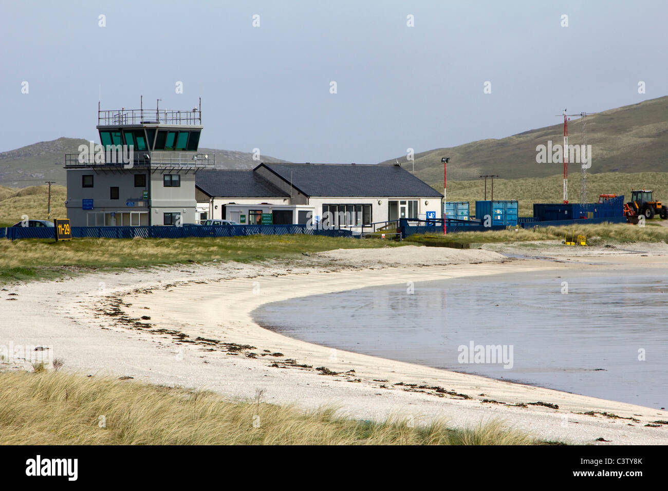 traigh mhor barra airport cockle strand landing strip isle of barra outer hebrides western isles scotland Stock Photo