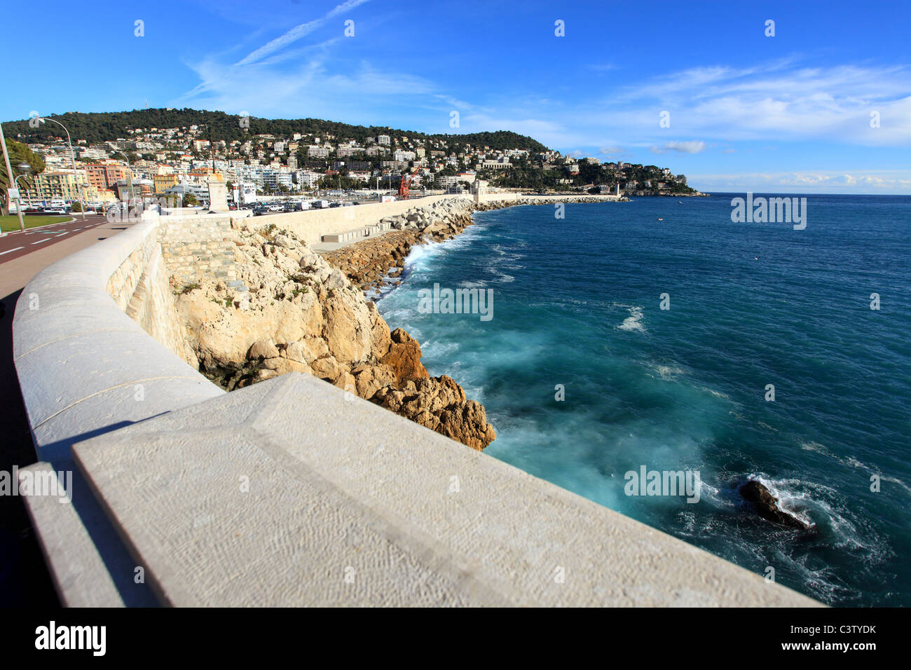 The pier and the coast of Nice Stock Photo