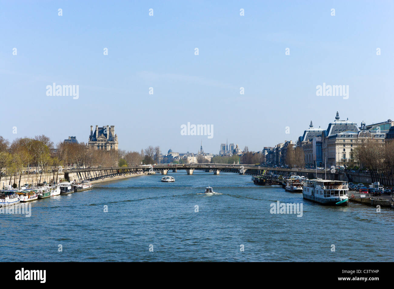 View of the River Seine from the Pont de la Concorde, Paris, France Stock Photo
