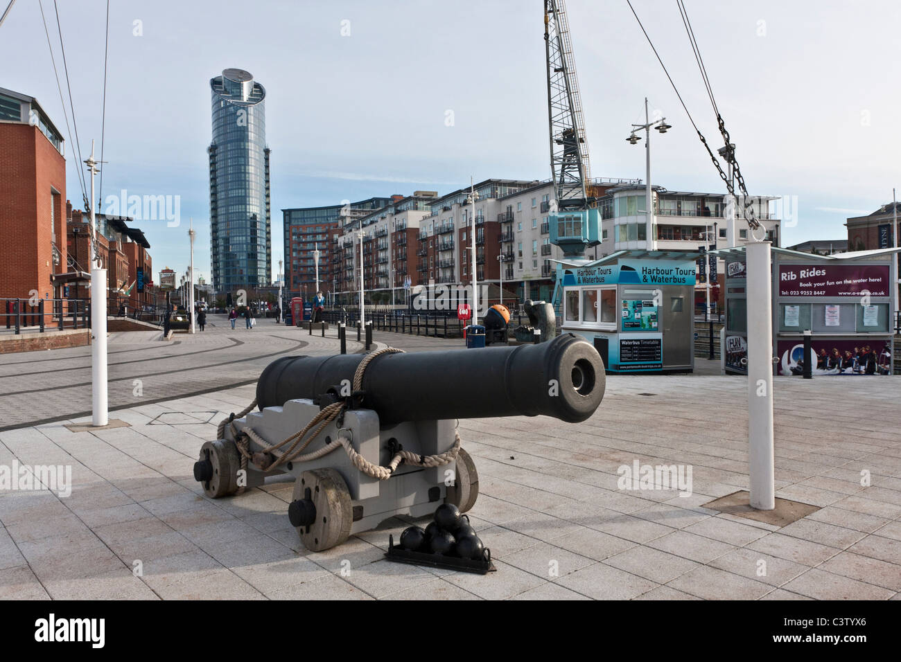 Cannon at Gunwharf Portsmouth Hampshire Stock Photo