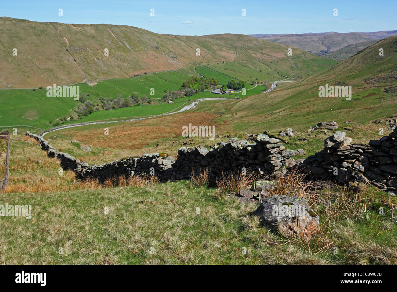 Borrowdale Beck from between Mabbin Crag and Ashstead Fell between Kendal and Shap in Cumbria. Stock Photo