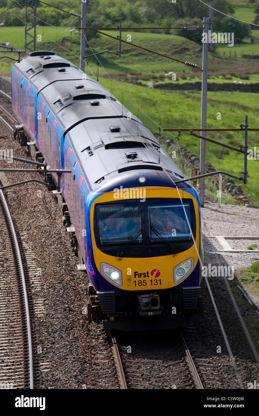 First 185 131 Diesel Train north-bound on the West Coast Main Line heading for Glasgow Central, Northbound at Shap, Cumbria, UK Stock Photo