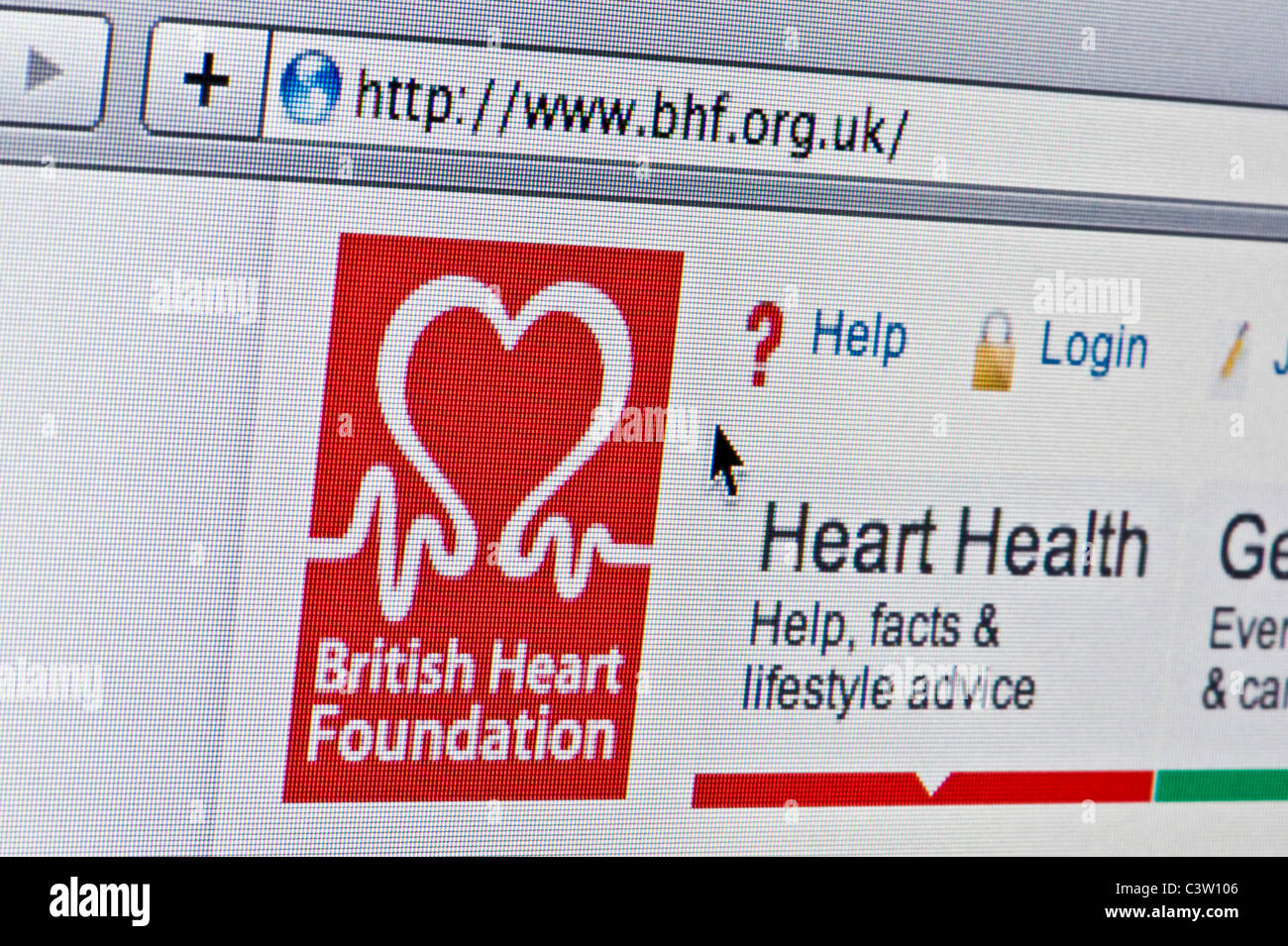 Close up of British Heart Foundation logo as seen on its website. (Editorial use only: print, TV, e-book and editorial website) Stock Photo