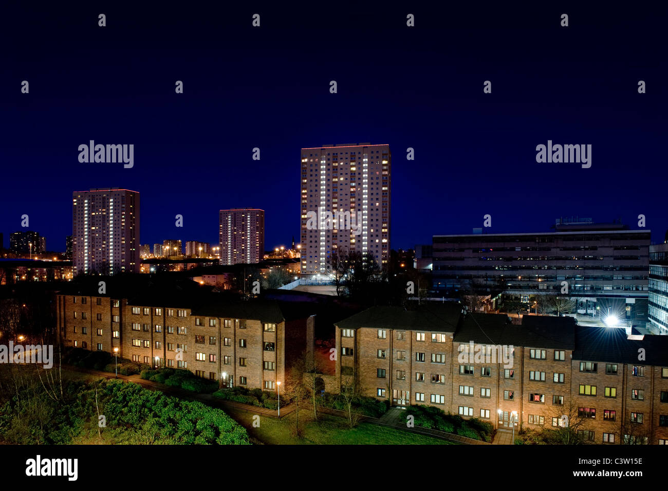 A residential block on the edge of Glasgow city centre. Stock Photo