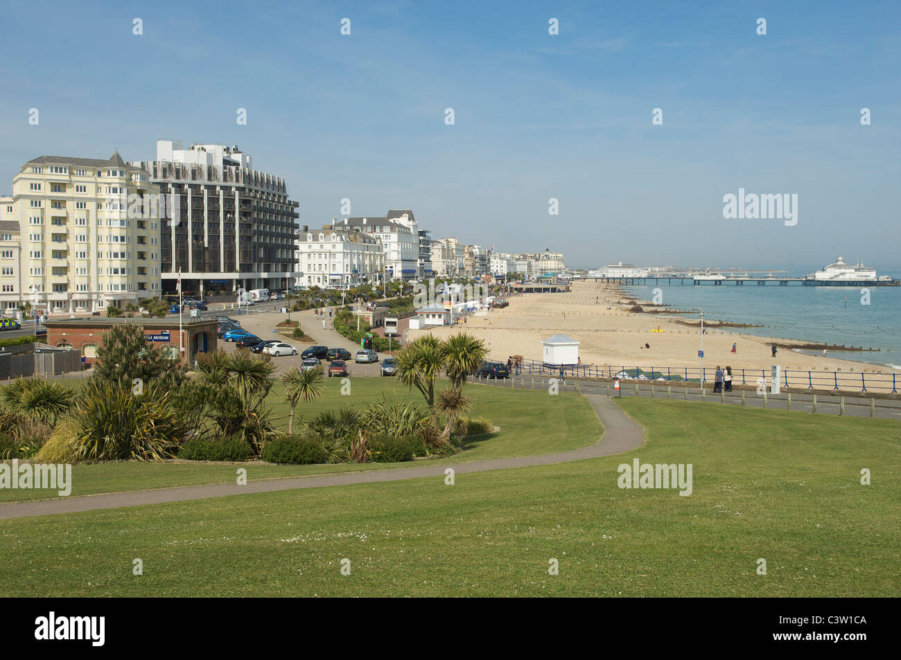 Eastbourne seafront and pier. Stock Photo