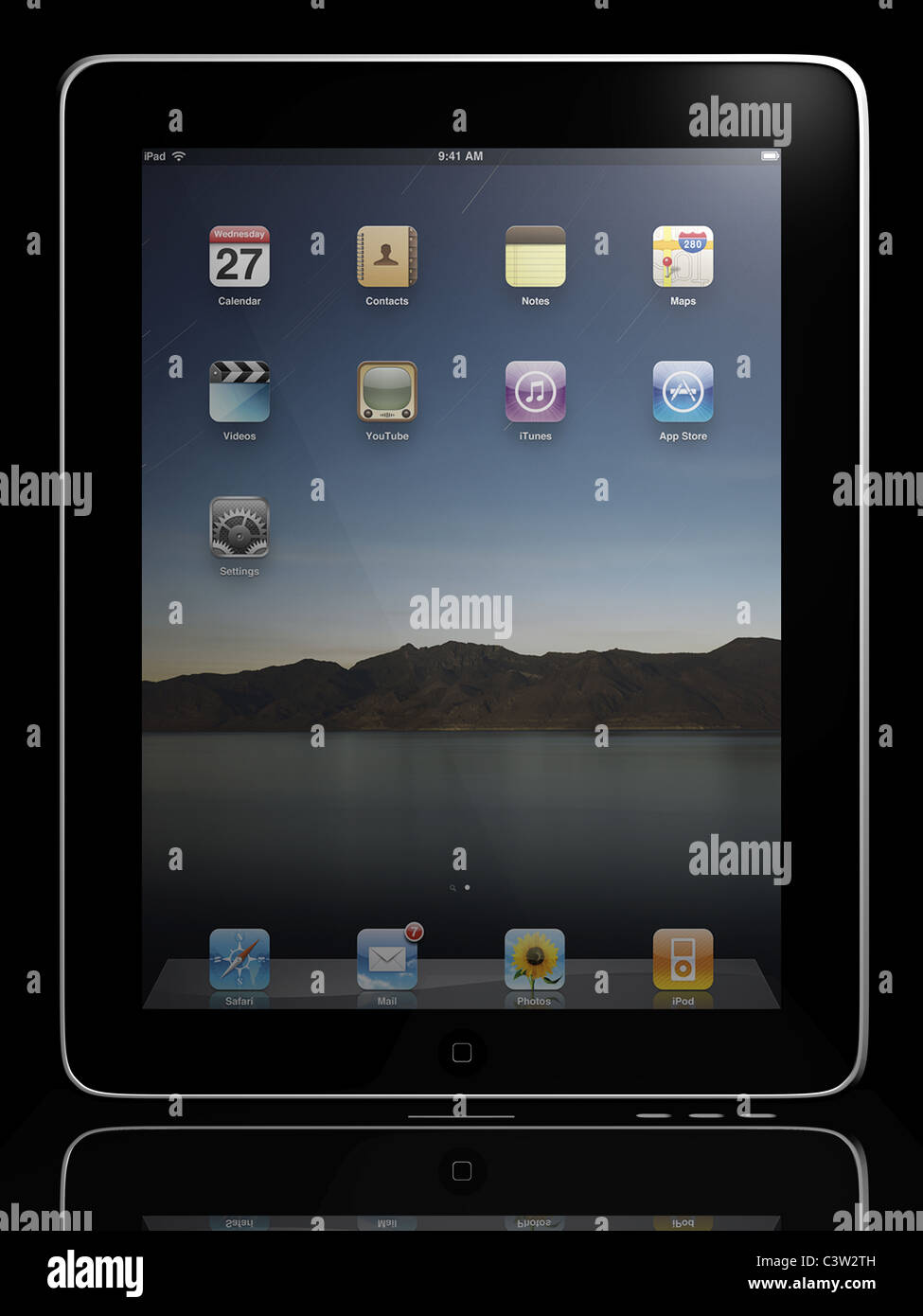iPad 3D model isolated on black Stock Photo
