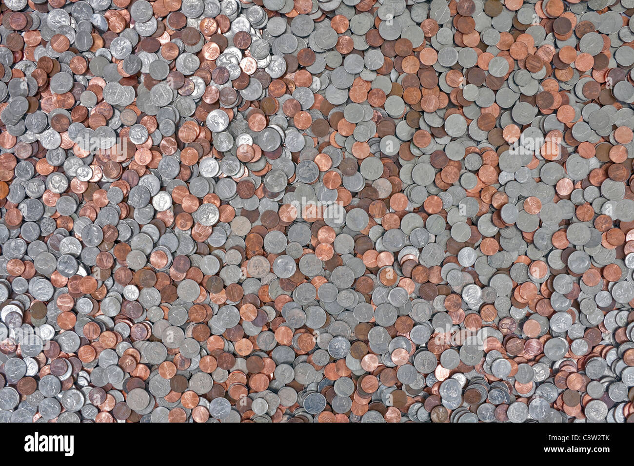 Large background of US coins Stock Photo - Alamy