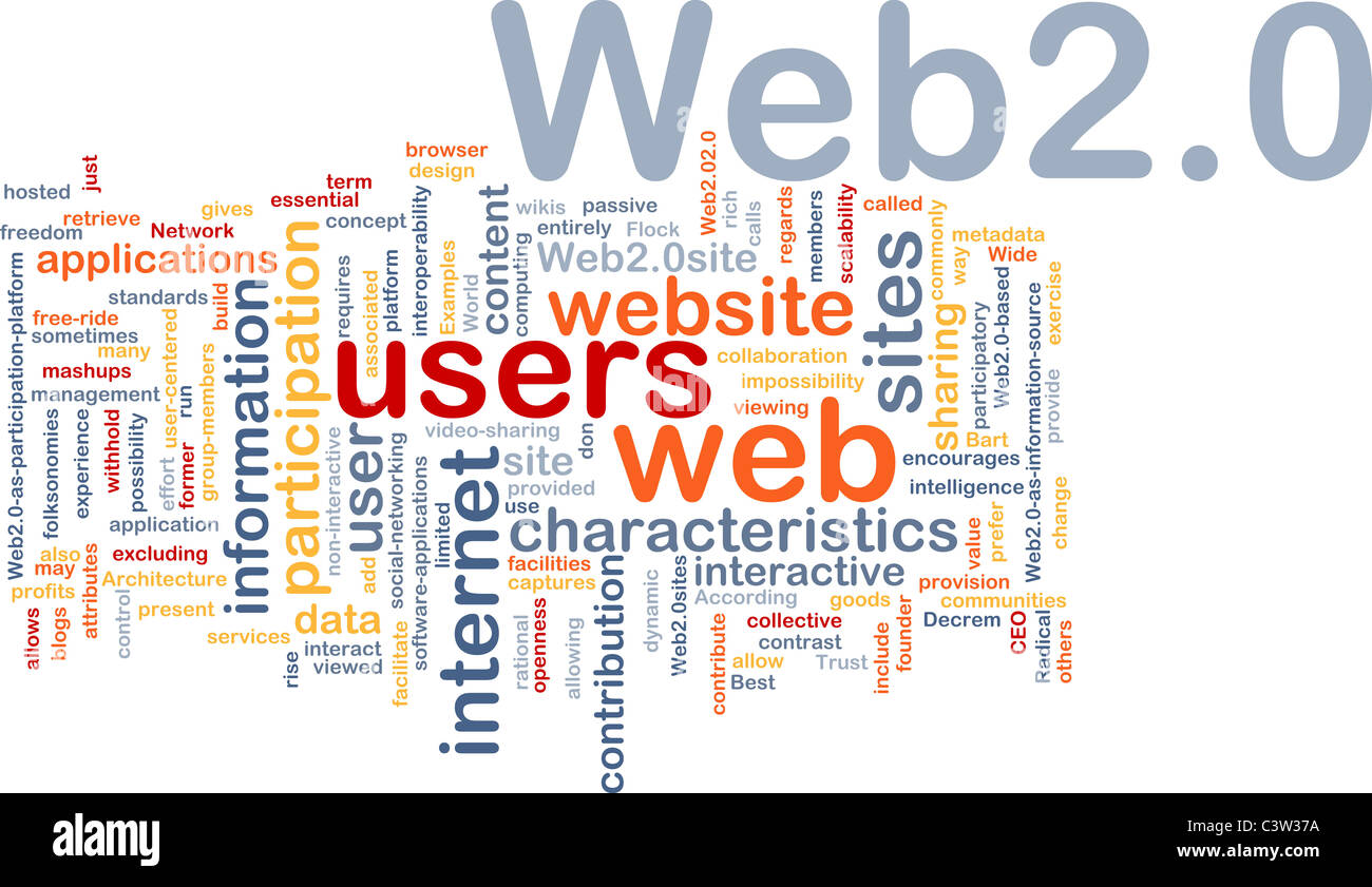 Background concept wordcloud illustration of web 2.0 Stock Photo - Alamy
