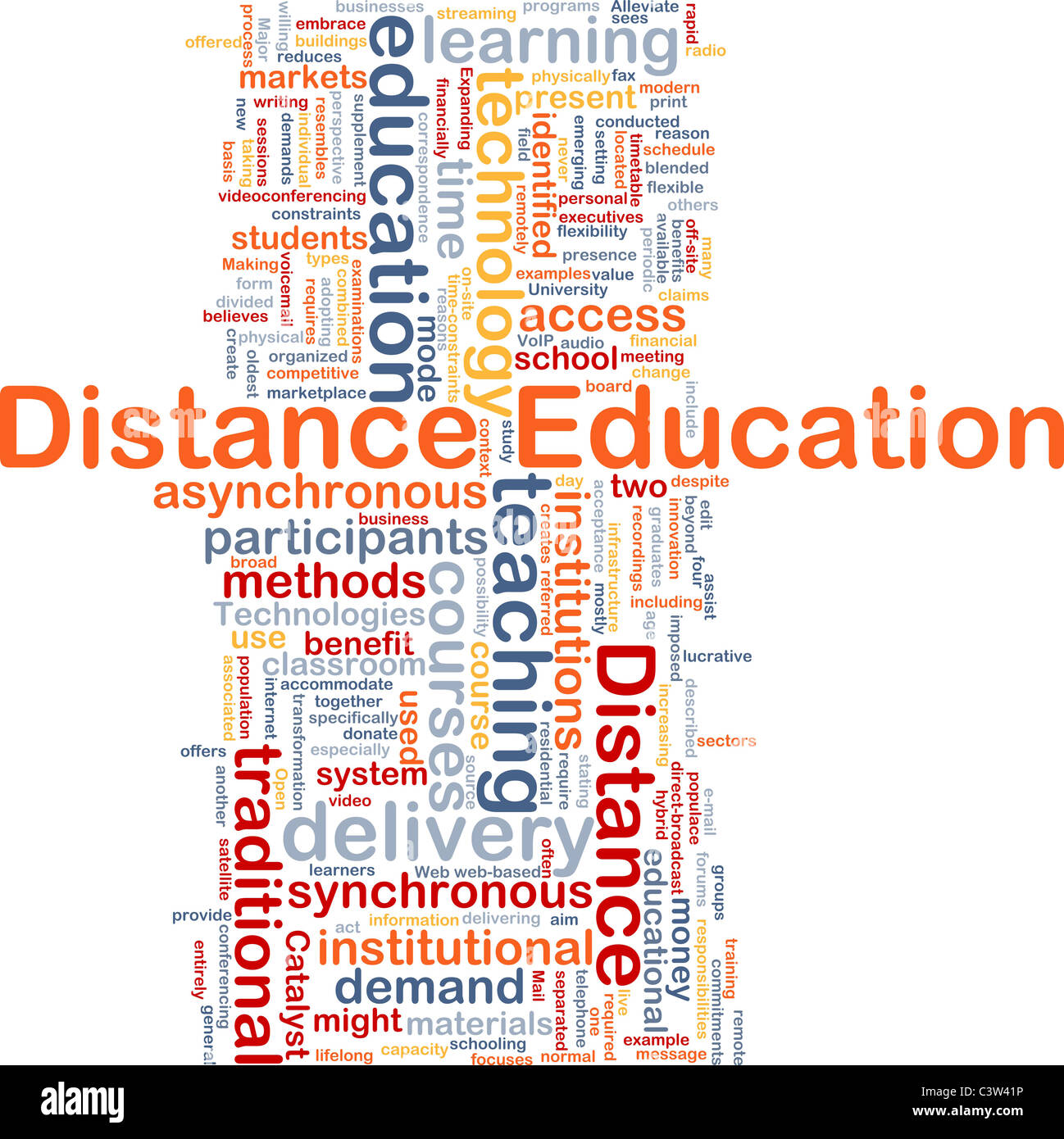 Background concept wordcloud illustration of distance education Stock Photo