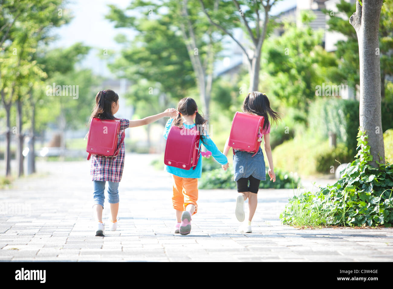 Girls  Going to School Stock Photo