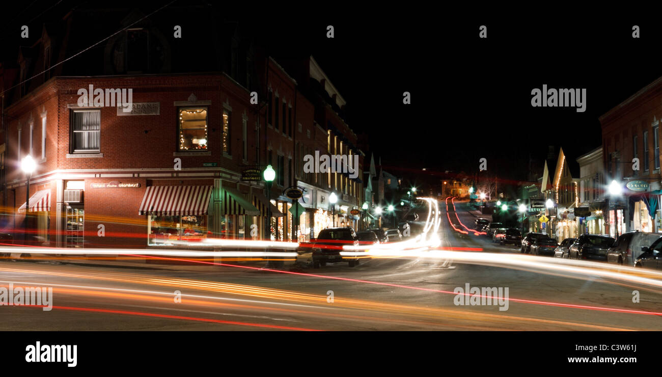 A time lapse view of downtown Camden, Maine. Stock Photo