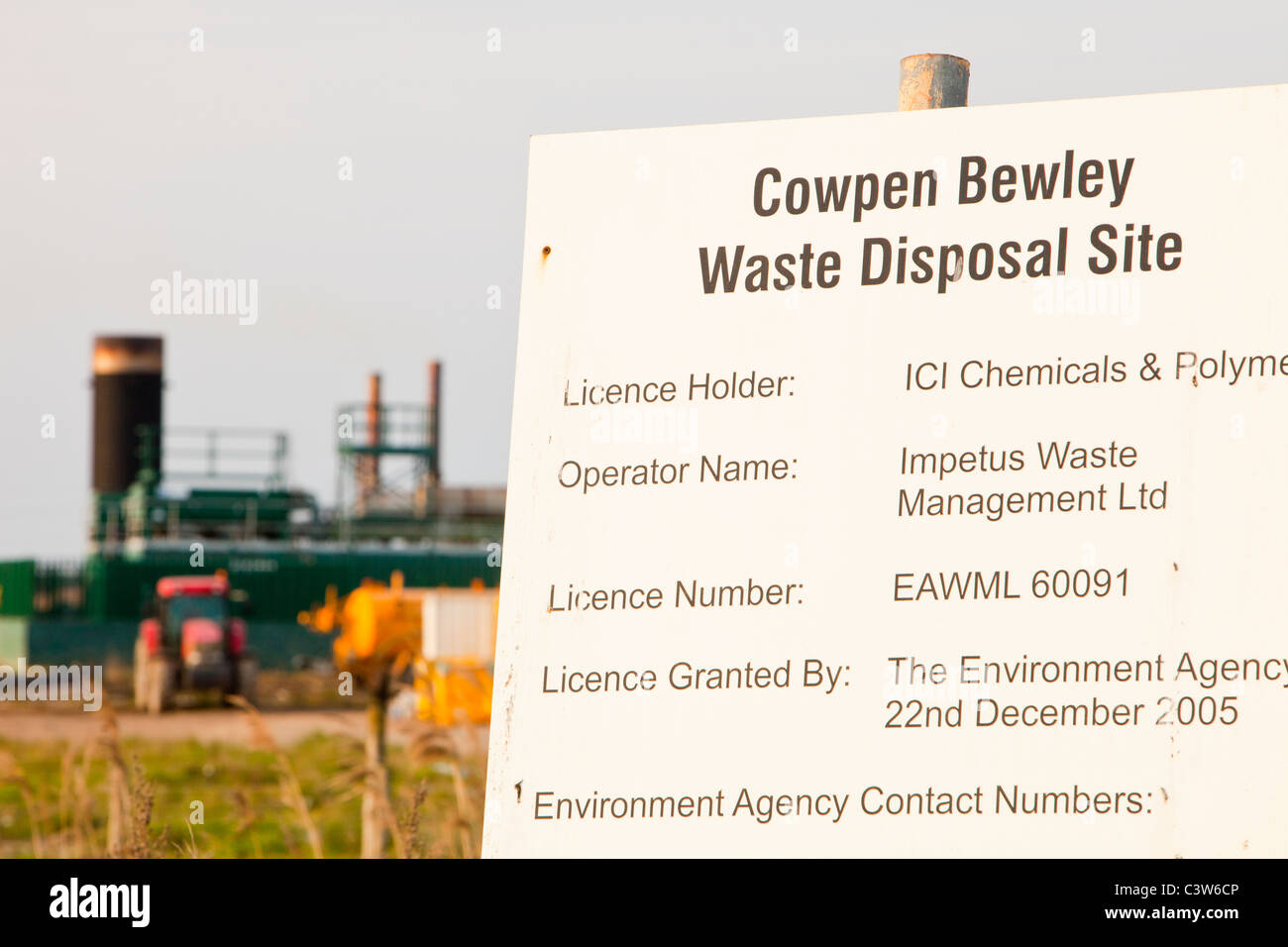 Cowpen Bewley landfill site in Billingham, Teeside, UK, taps off