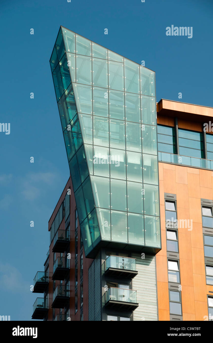 Skyline Central apartments, Northern Quarter, Manchester, England, UK. The  wedge shaped structure houses a swimming pool Stock Photo - Alamy