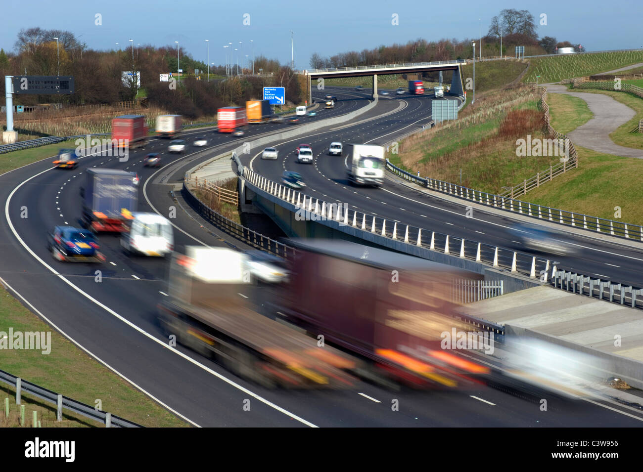 vehicles traveling on the A1/M motorway near leeds yorkshire uk Stock Photo