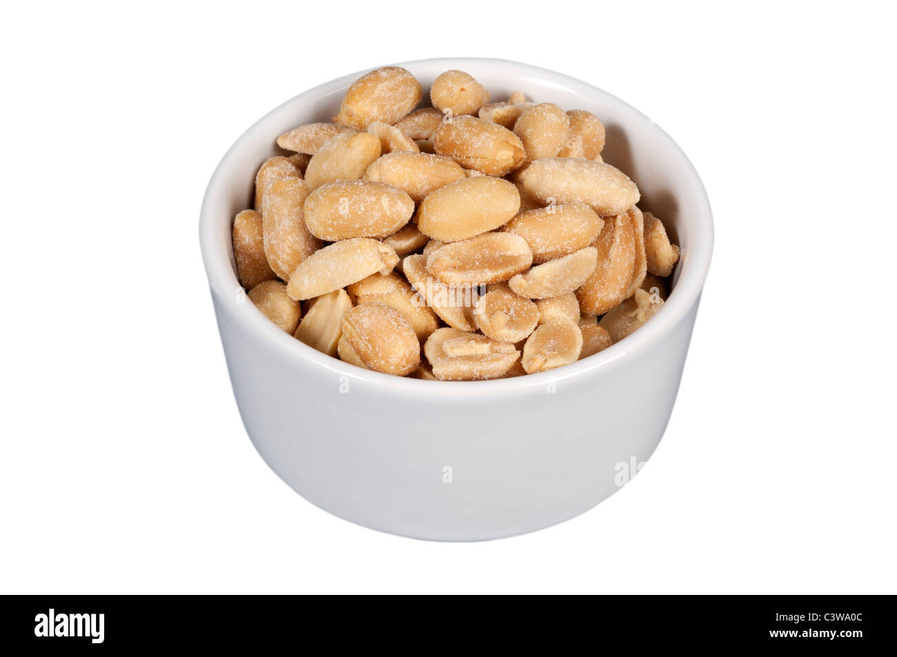 Bowl of Peanuts on a White Background Stock Photo