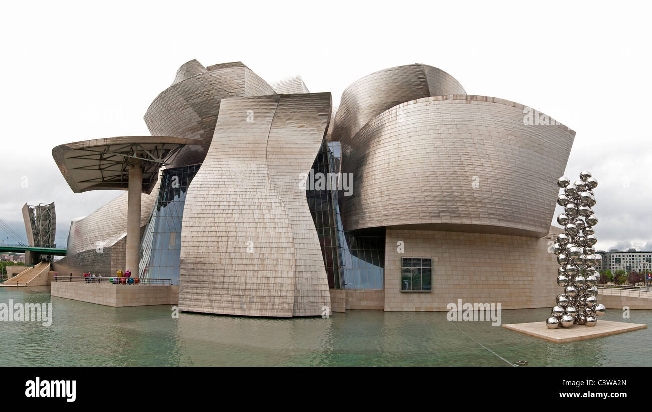 The Guggenheim Museum Bilbao modern contemporary art designed by Canadian American architect Frank Gehry Spain Basque Country Stock Photo