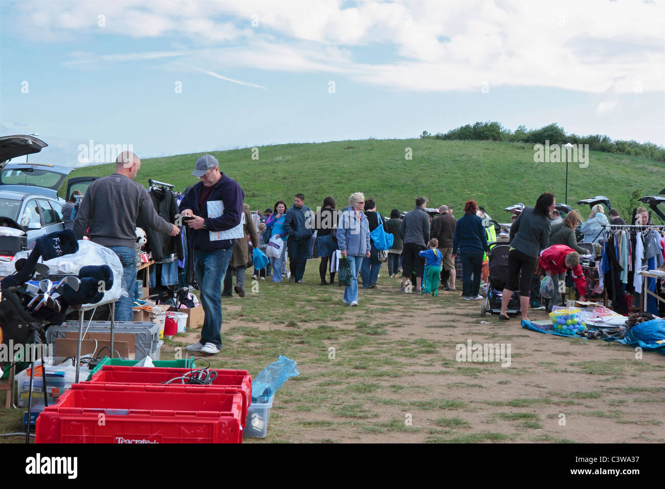 Doncaster Keepmoat Stadium grounds Car Boot sale on a Sunday Morning Stock Photo