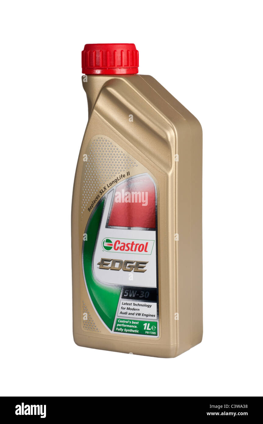 Castrol Car Engine Oil on White Background Stock Photo