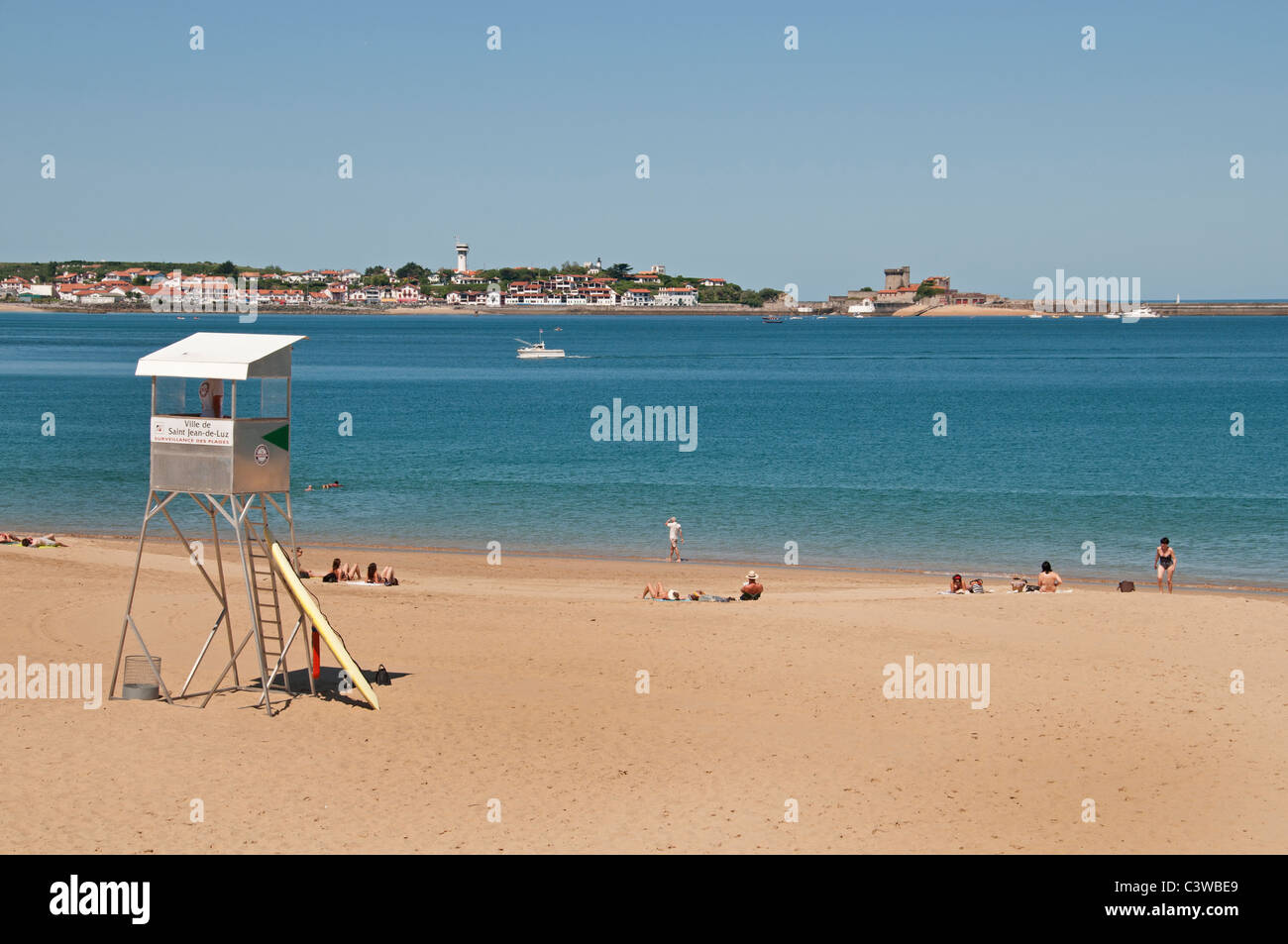 France St Jean de Luz  a typical fishing village Cote Basque Beach Sand Sea Shoreline Stock Photo