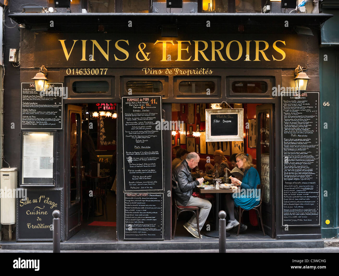 Traditional restaurant on Rue St Andre des Arts, Saint Germain district, Paris, France Stock Photo