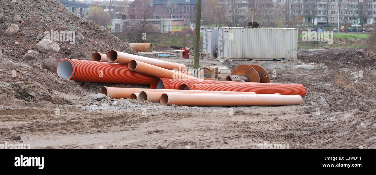 Photo of the construction site and tube Stock Photo - Alamy
