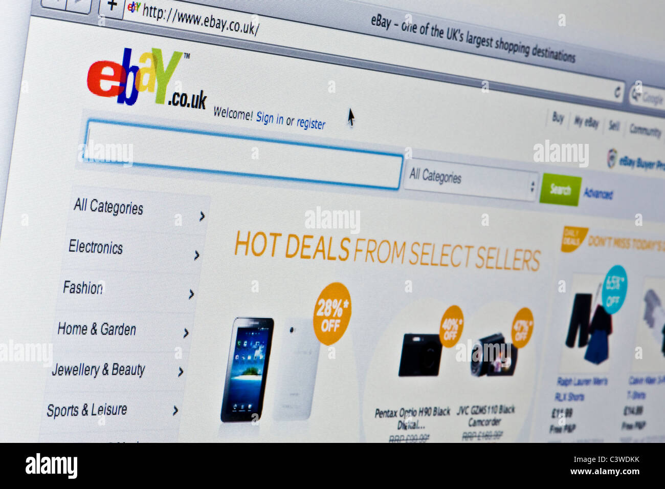 Close up of the eBay logo as seen on its website. (Editorial use only: print, TV, e-book and editorial website). Stock Photo