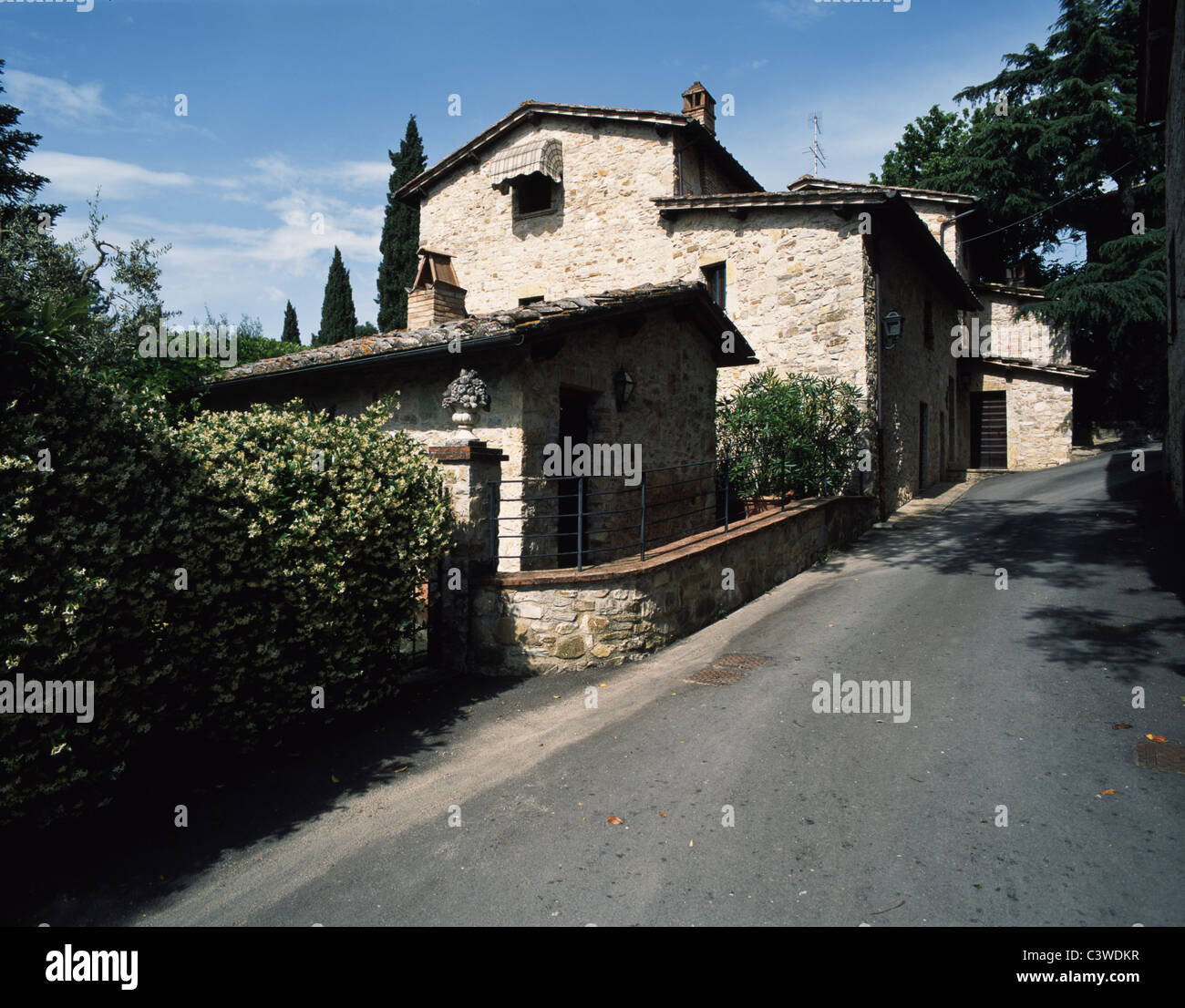 Street and houses in Gaiole in Chianti, Tuscany, Italy Stock Photo