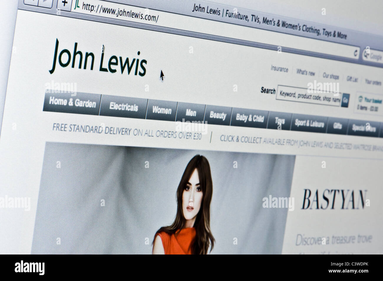 Close up of the John Lewis logo as seen on its website. (Editorial use only: print, TV, e-book and editorial website). Stock Photo