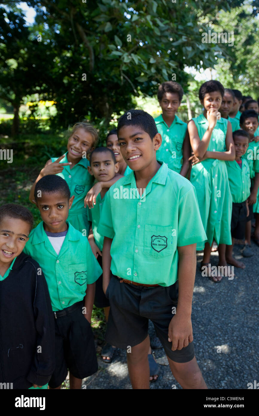 Fijian schoolchildren, Viti Levu, Fiji Stock Photo