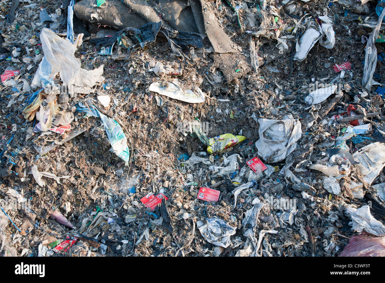 Plastic rubbish in a landfill site on Teeside, UK Stock Photo Alamy