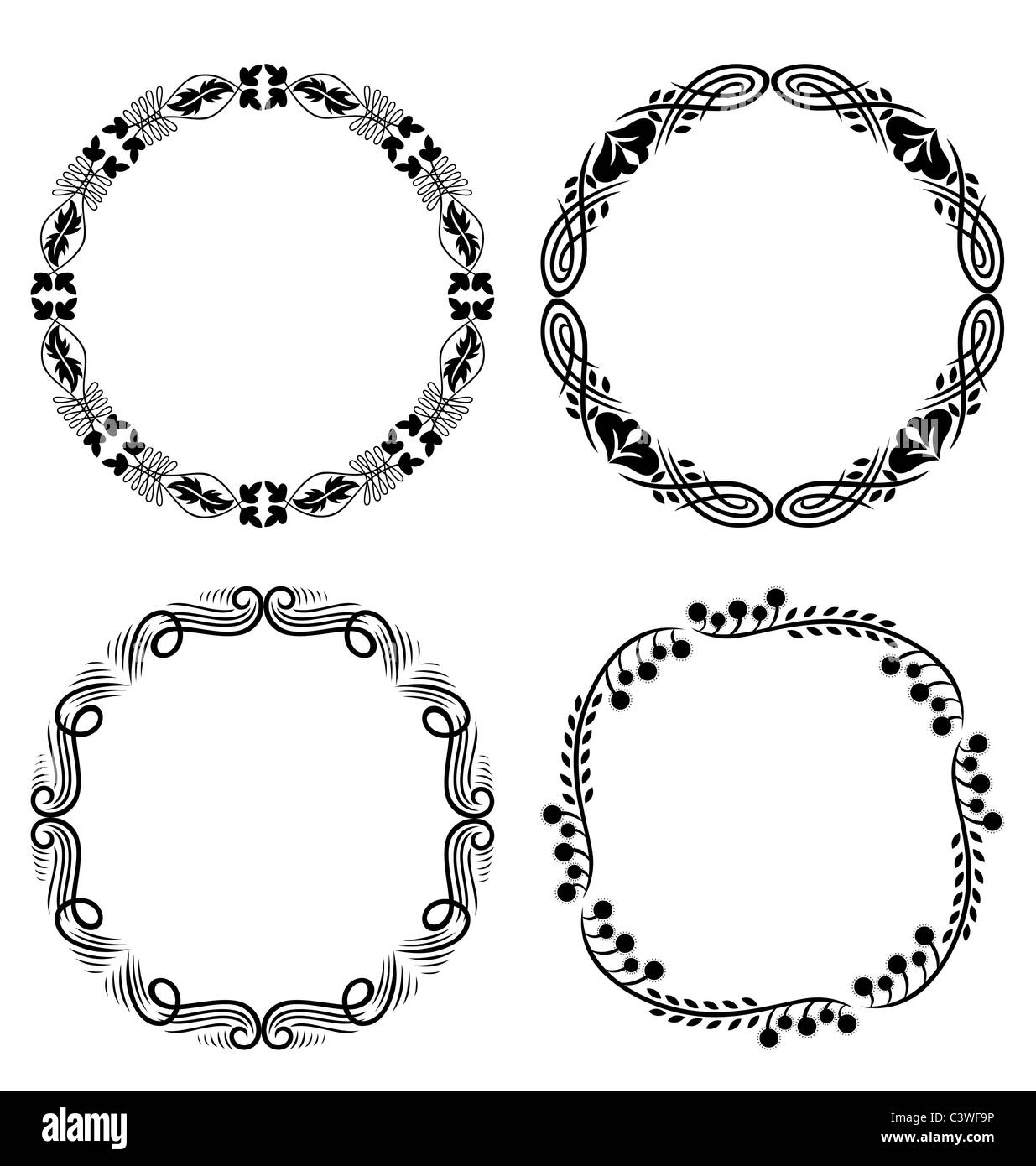 Four decorative monogram for your invitation and or background design. Stock Photo