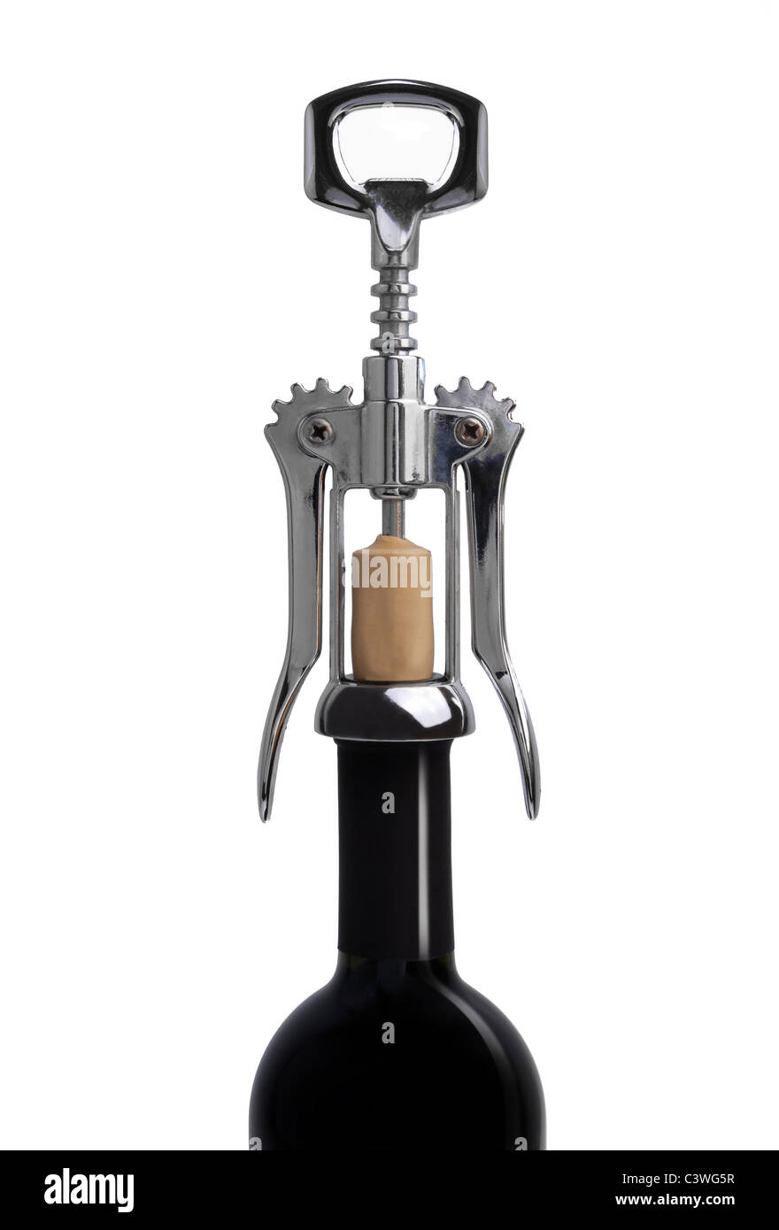 Download Corkscrew On A Bottle Of Wine Isolated On White Background Stock Photo Alamy Yellowimages Mockups