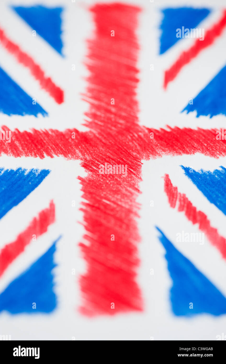 Union Jack. Coloured pencil drawing Stock Photo