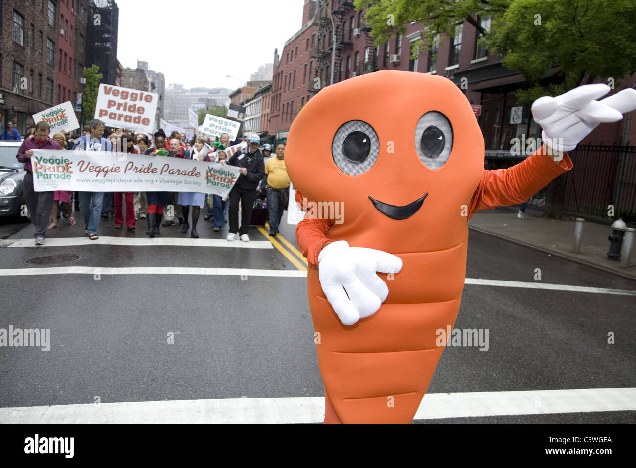 2011: The fourth annual Veggie Parade in Greenwich Village in New York City. Stock Photo