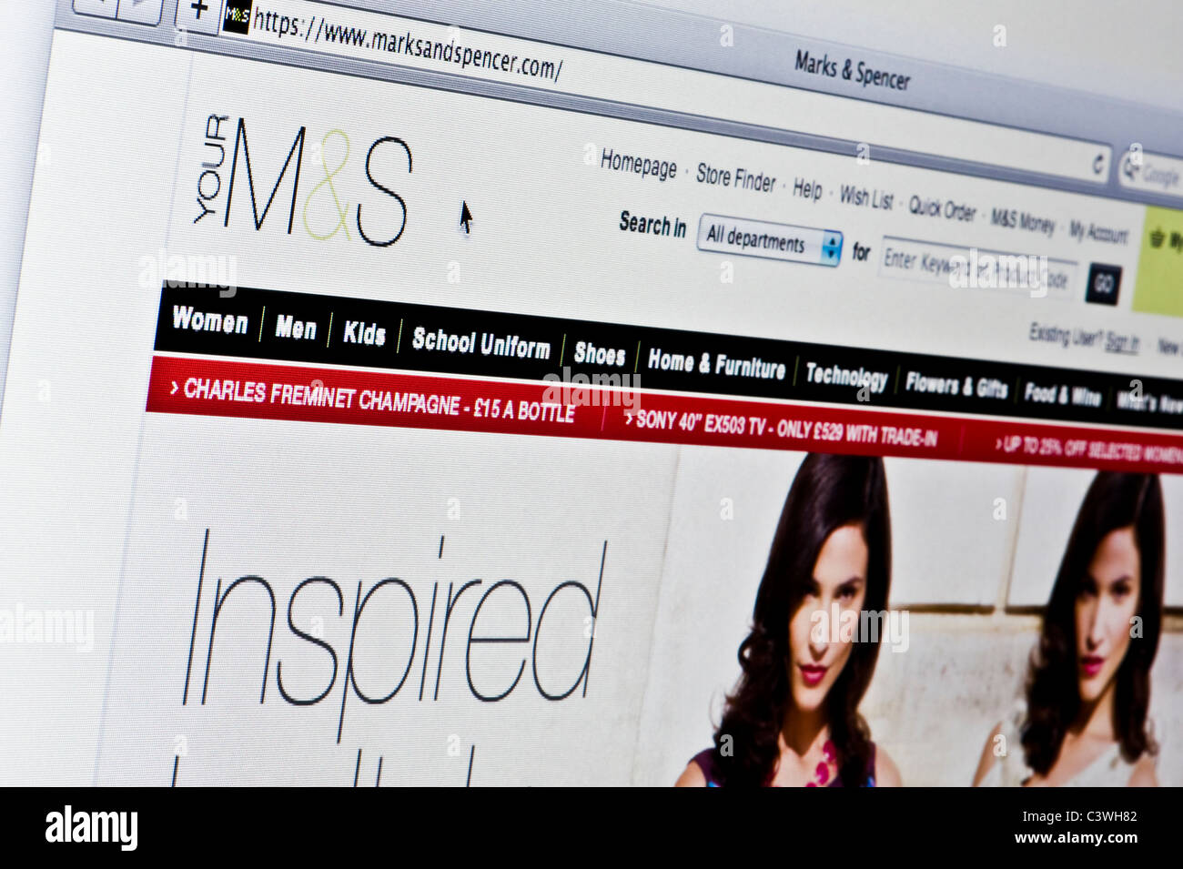 Close up of the Marks & Spencer logo as seen on its website. (Editorial use only: print, TV, e-book and editorial website). Stock Photo