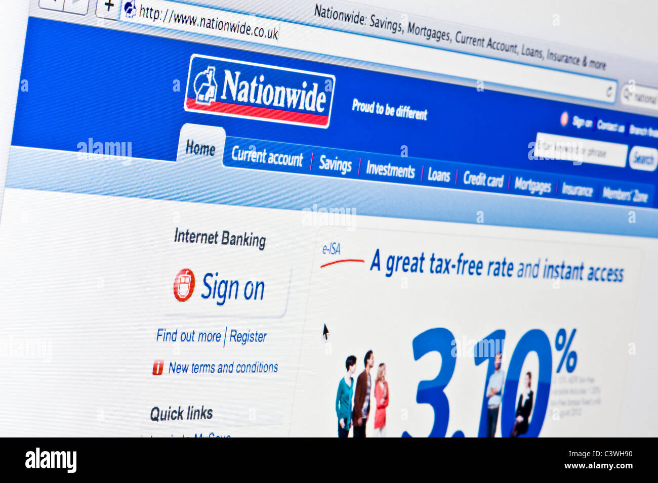 Close up of the Nationwide logo as seen on its website. (Editorial use only: print, TV, e-book and editorial website). Stock Photo