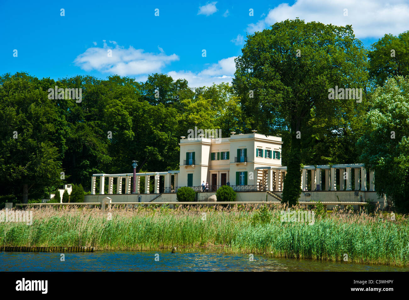 Casino along Havel river in park of Glienicke palace, castle, Berlin, Potsdam, Brandenburg, Germany Stock Photo