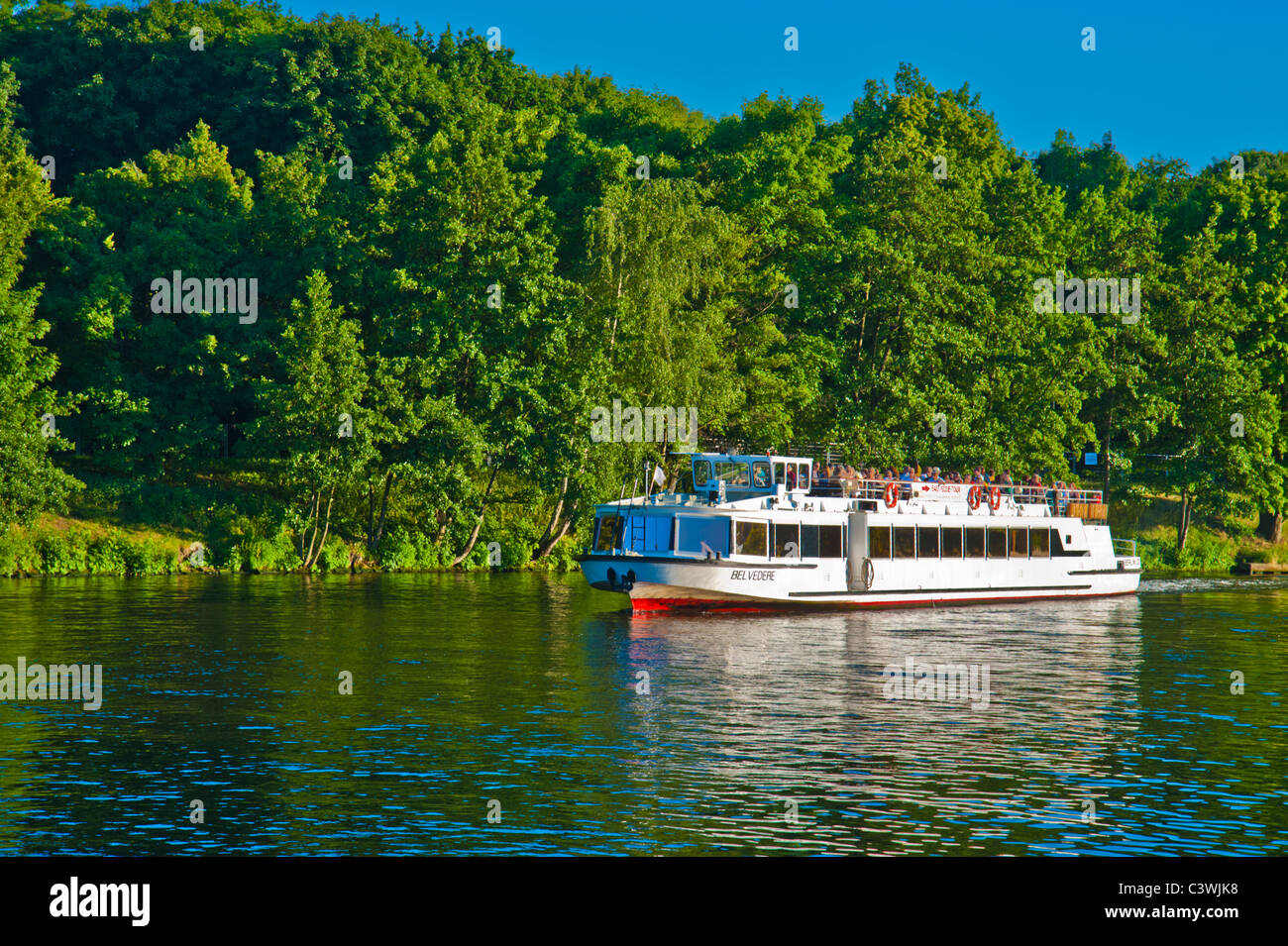 Tourist boat on River Spree, Berlin, Germany Stock Photo