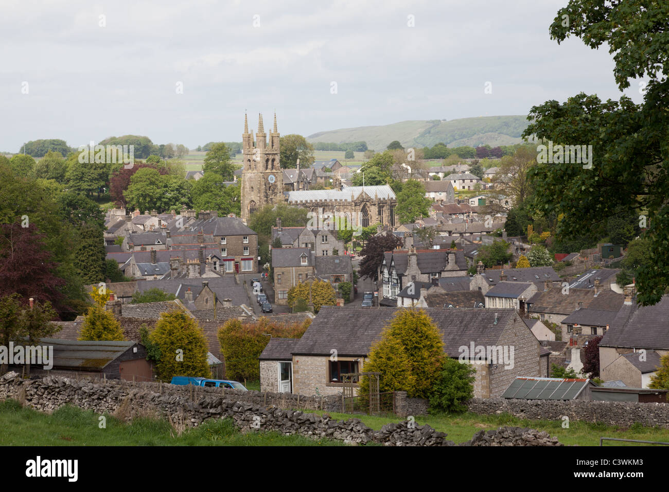 Tideswell a village in Derbyshire,famous for its 14th-century parish church,the 'Cathedral of the Peak' Stock Photo