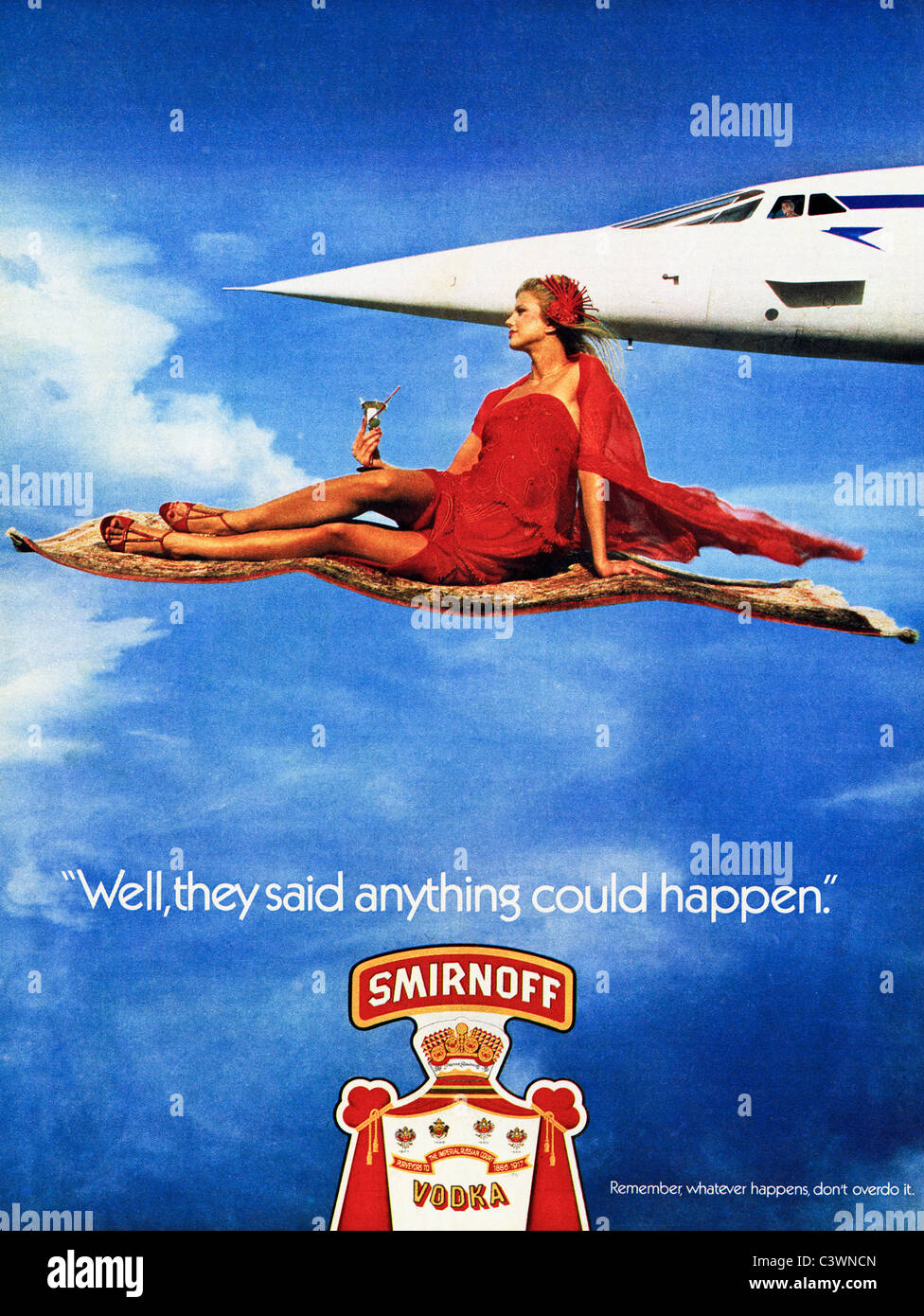 Original advertisement in consumer magazine circa 1980s for SMIRNOFF VODKA Stock Photo