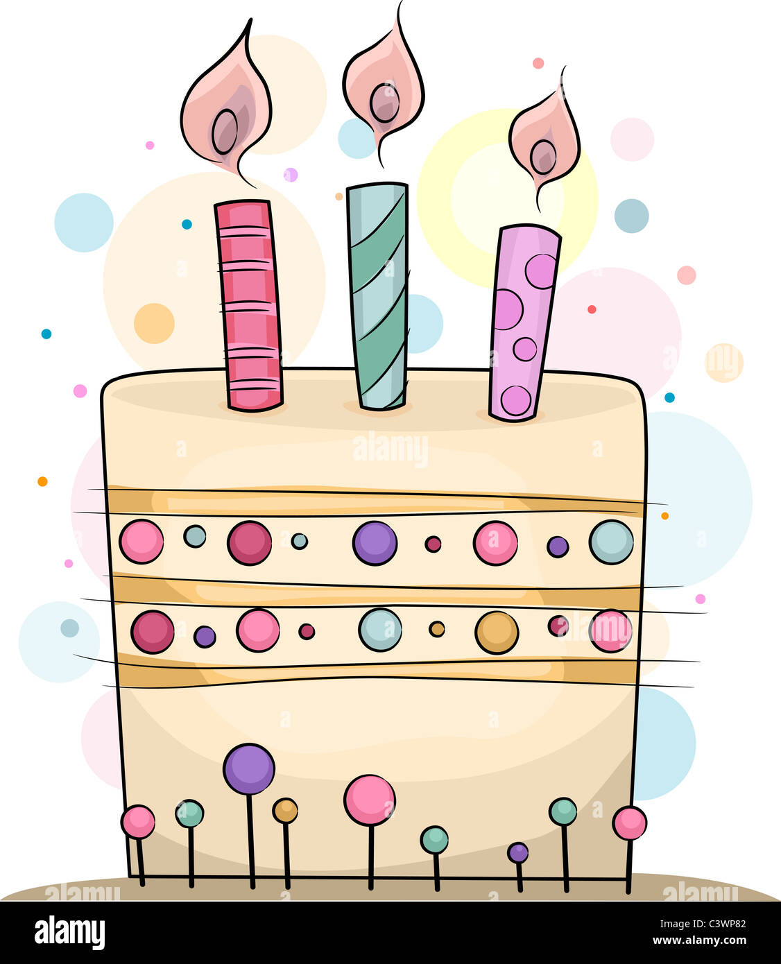 Illustration of a Birthday Cake with Candles on Top Stock Photo - Alamy