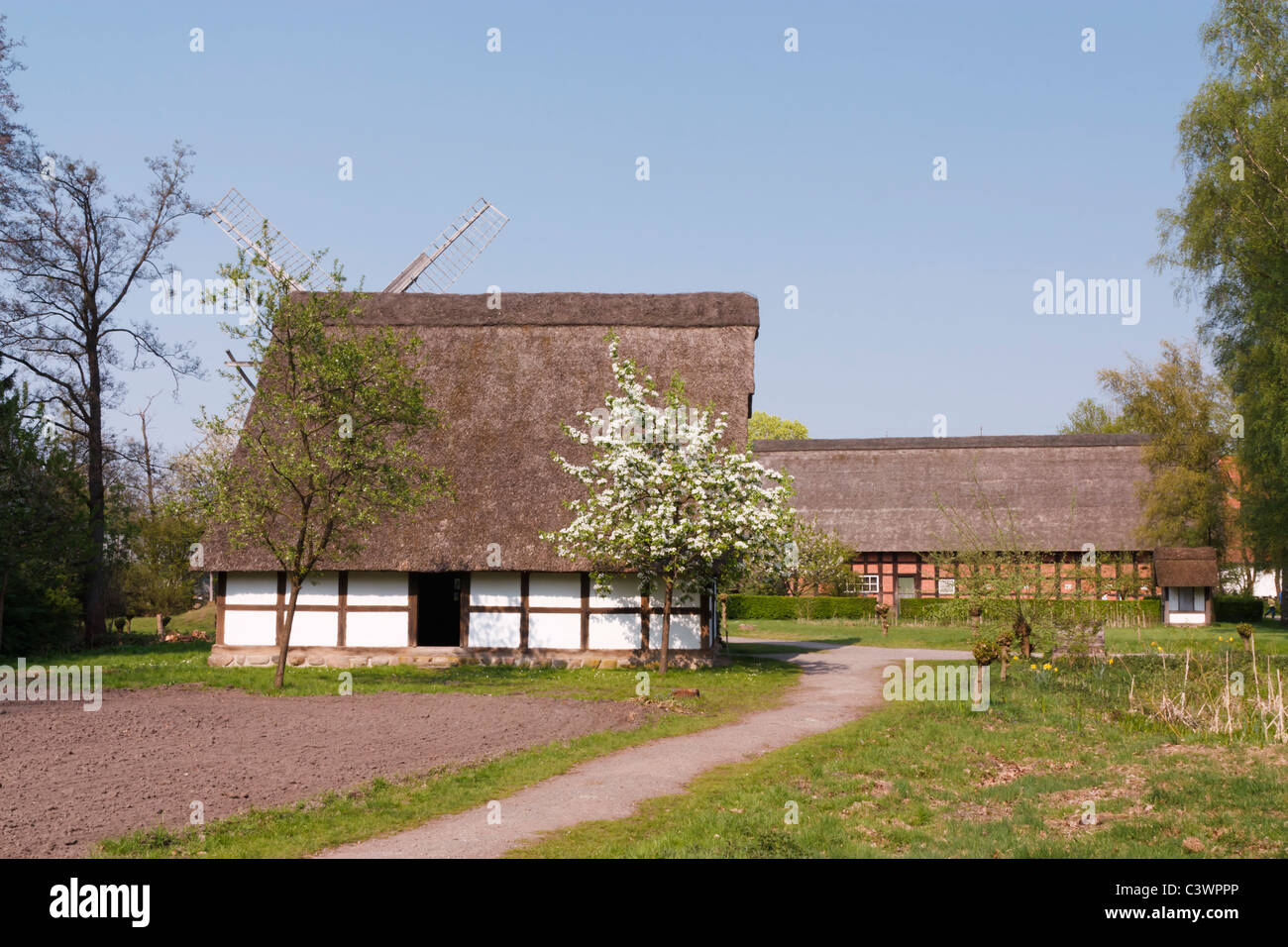 Farmhand's House in the German open-air museum of Cloppenburg which is dedicated to the rural culture of Lower Saxony. Stock Photo